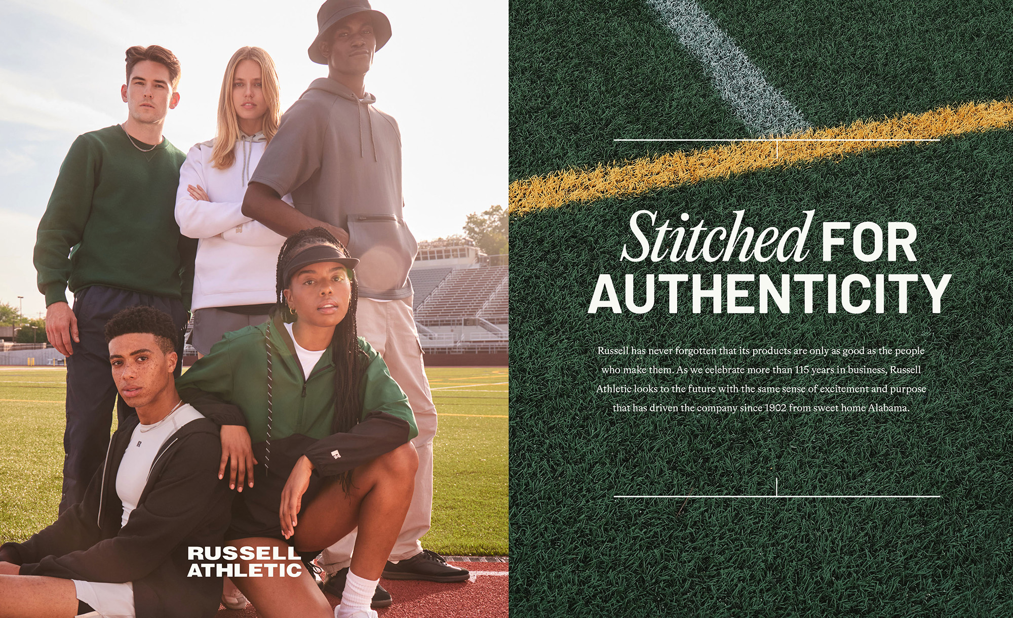 Portrait of an athlete in Russell Athletic apparel captured for The Charles Group's Stitched for Authenticity campaign