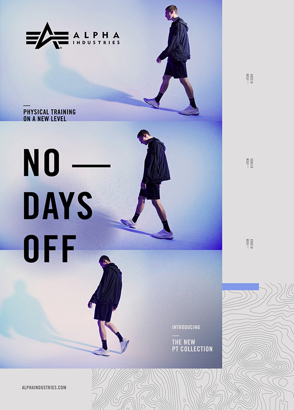 Alpha Industries SS20 visual design direction for athletic wear campaign