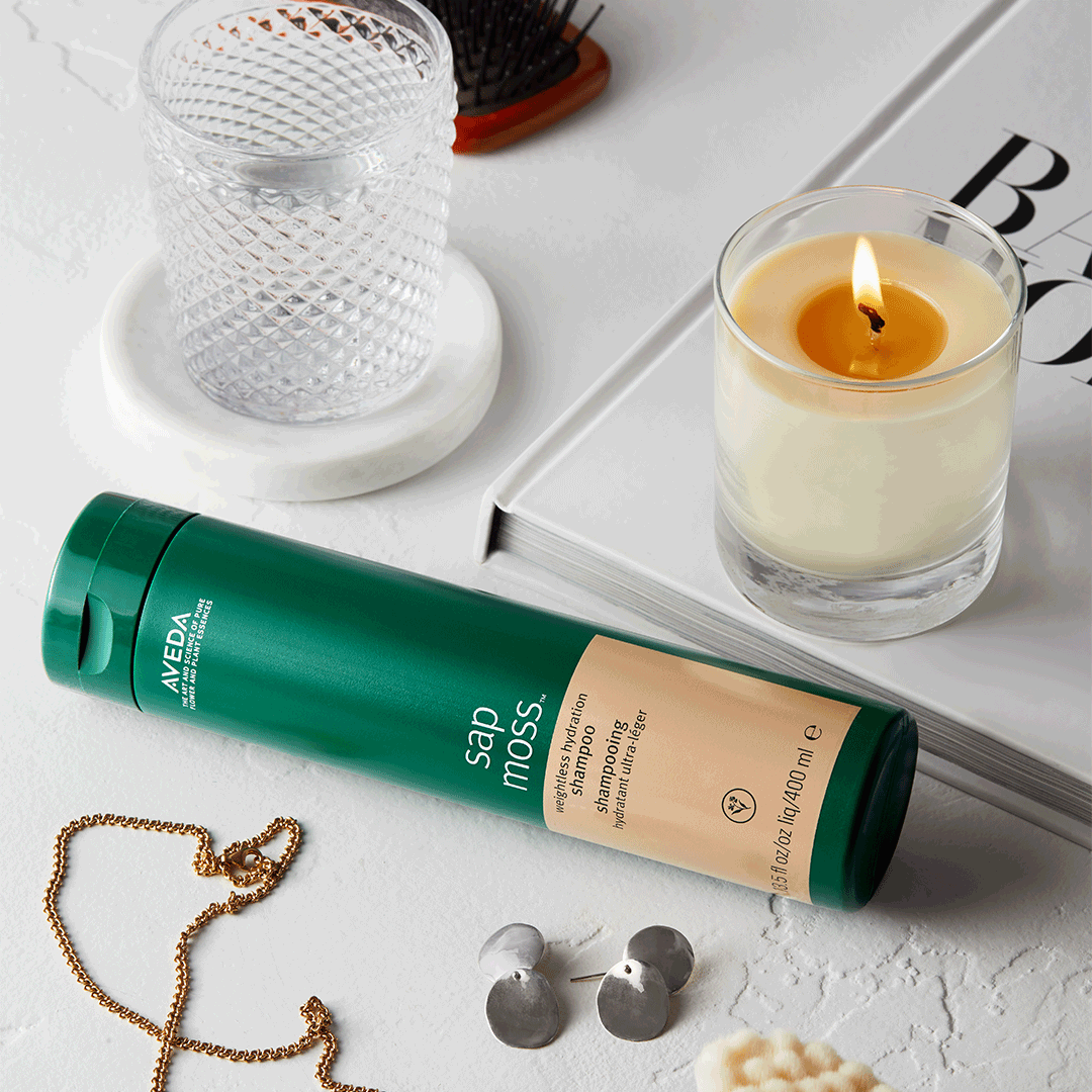 Aveda Sap Moss Instagram post with botanical motion graphics in green tones, by The Charles Group