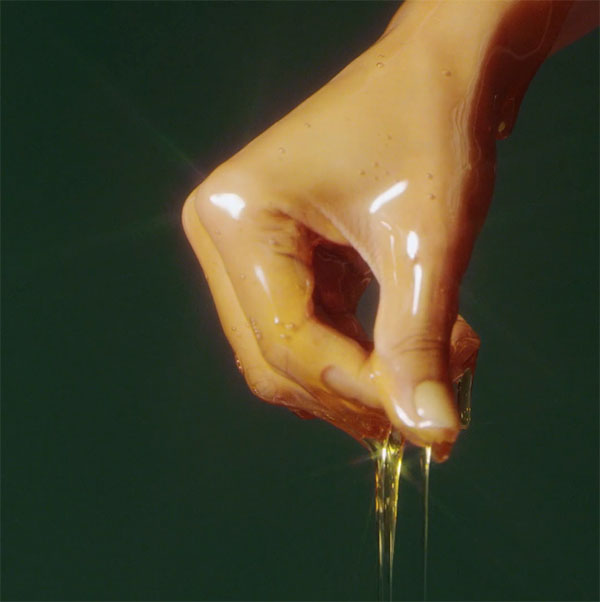 Hands holding Aveda Sap Moss hair care products in campaign content by The Charles Group