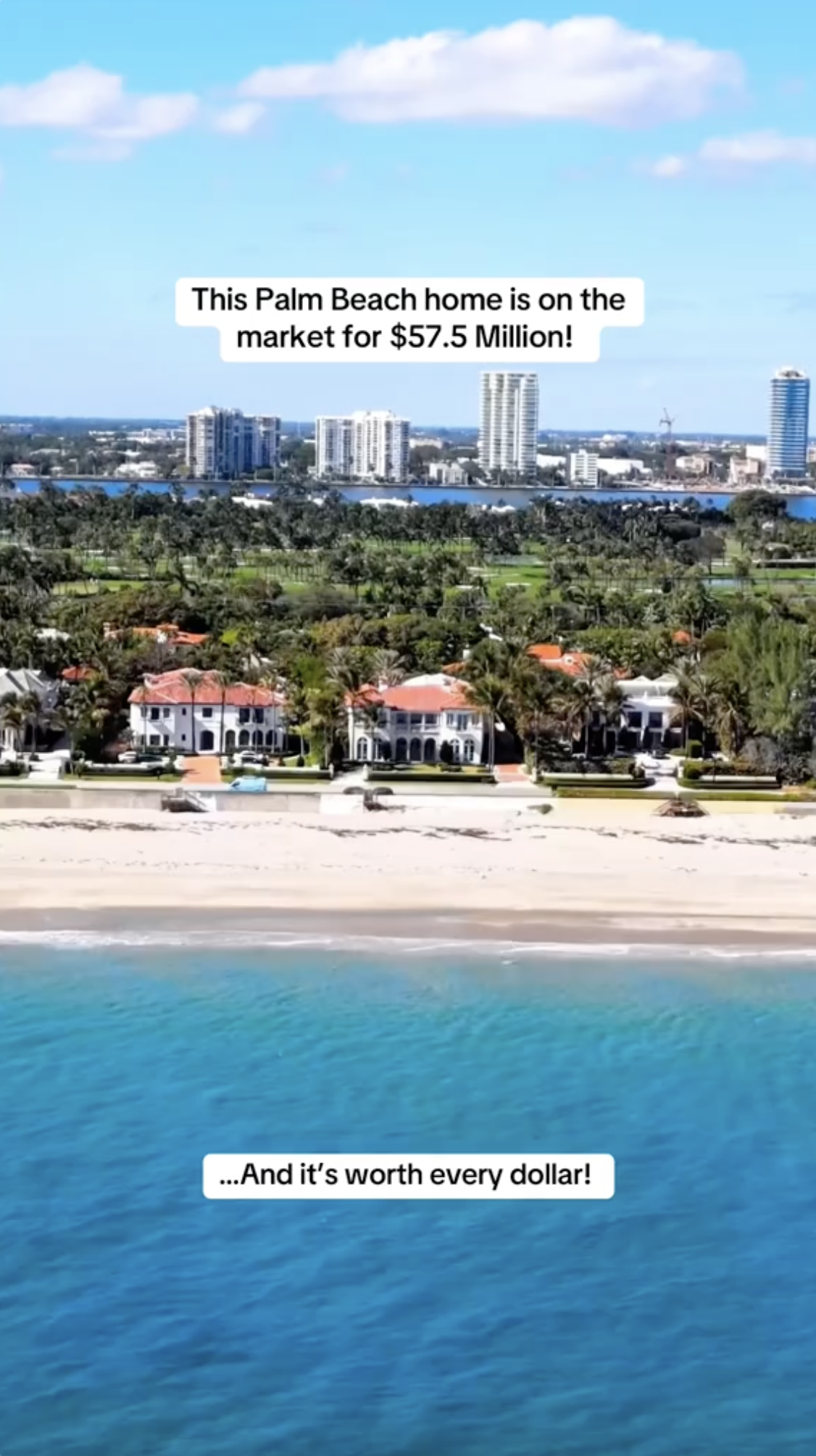 Corcoran social media ad featuring a $57.5M Palm Beach oceanfront estate, produced by The Charles Group