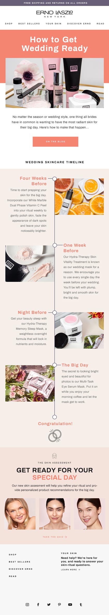 Erno Laszlo "How to Get Wedding Ready" email newsletter designed by The Charles Group