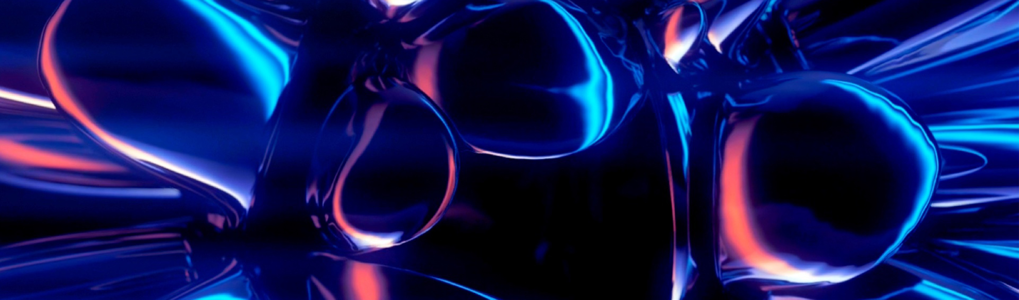 Abstract metallic 3D render in deep blue and orange tones for The Charles Group HP brand storytelling campaign