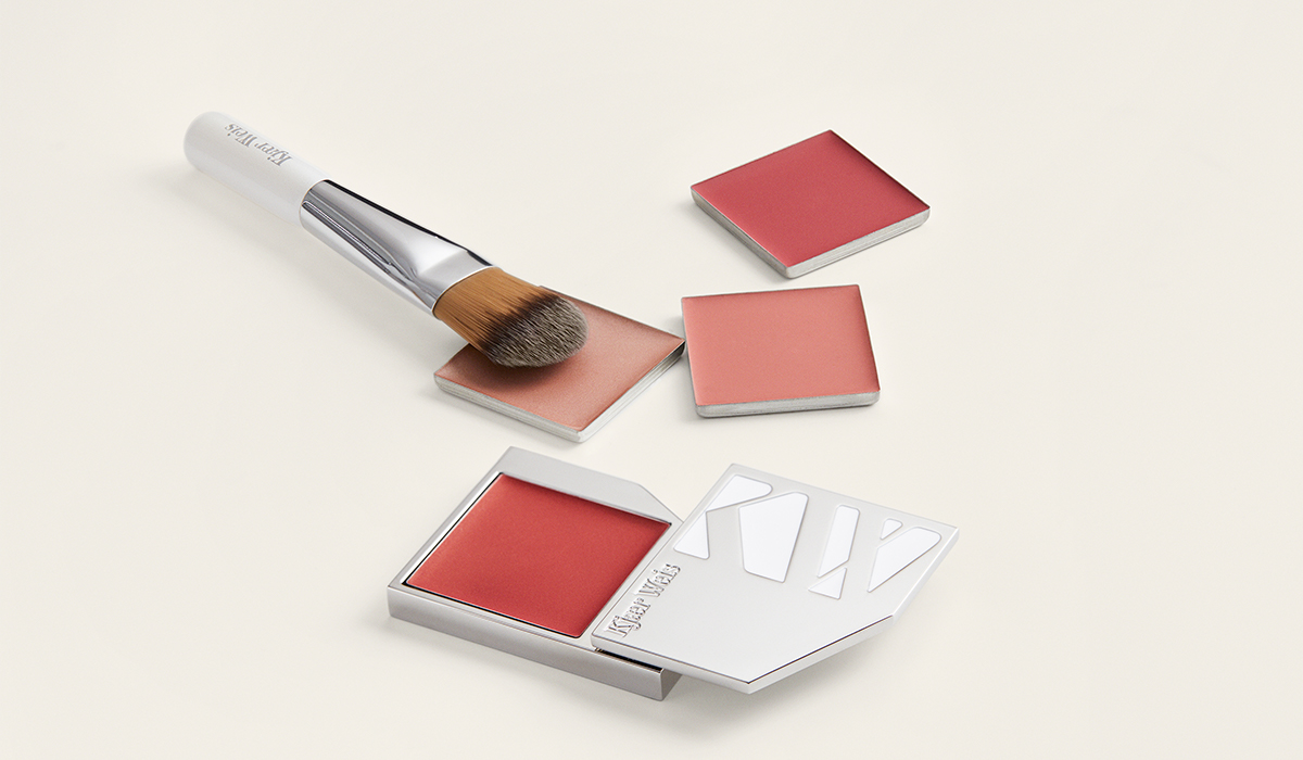 Kjaer Weis luxury beauty product campaign still life, produced by The Charles Group with natural light and organic styling