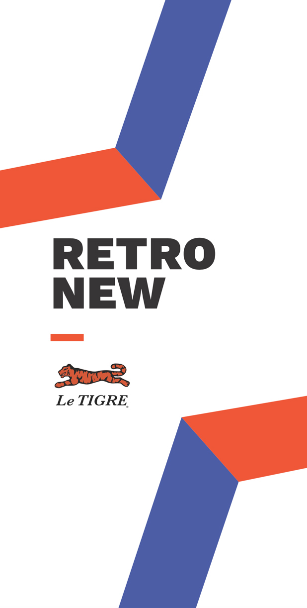 Le Tigre digital display banner with retro color-block branding, designed by The Charles Group