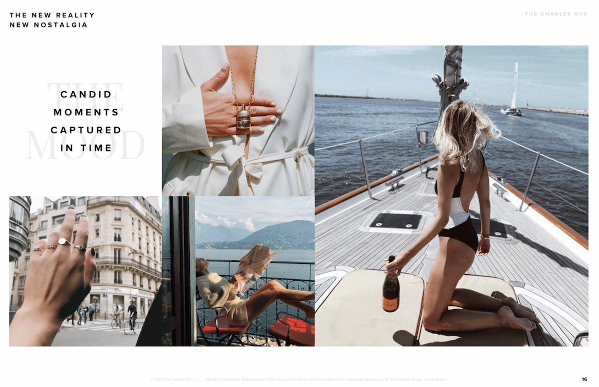Sam Edelman SS18 mood board showing candid lifestyle moments developed by The Charles Group