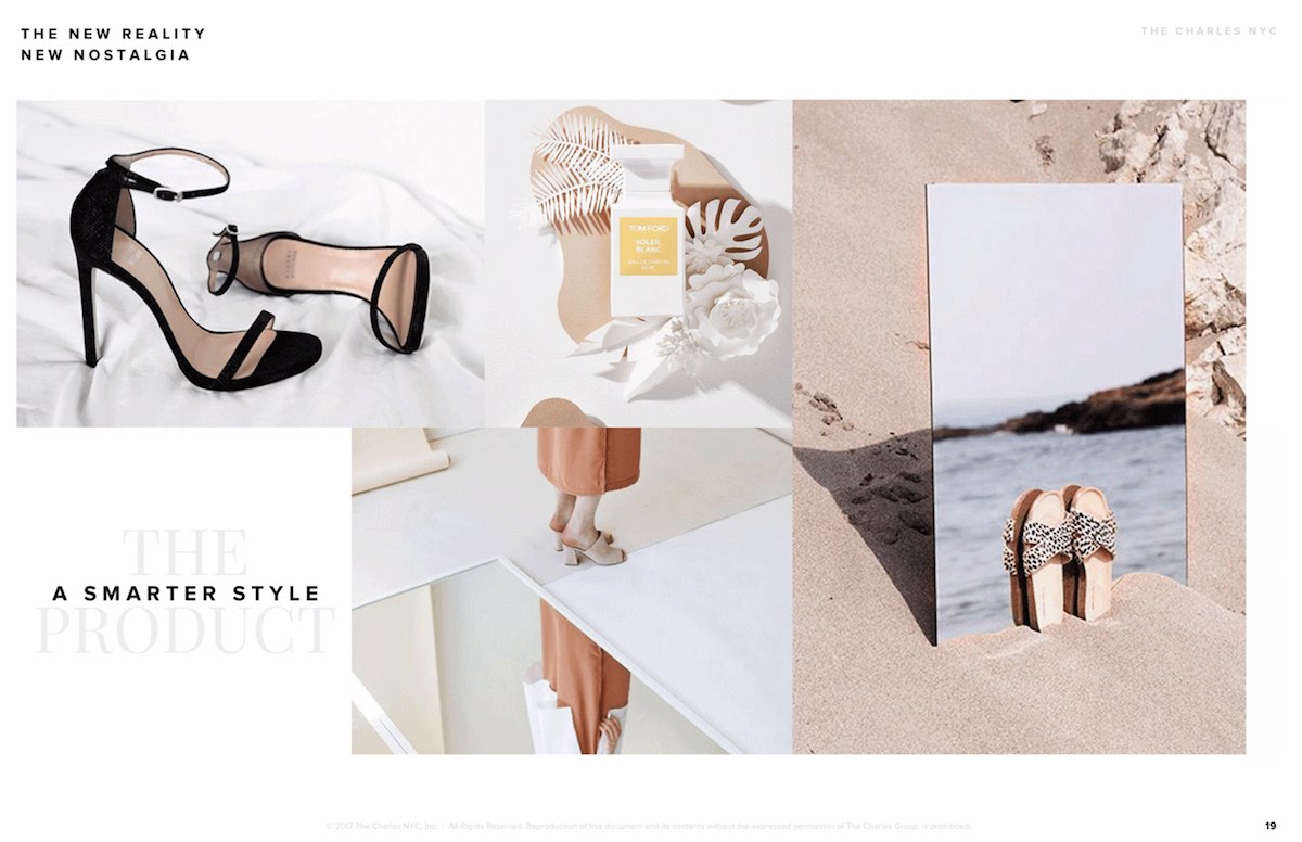 Sam Edelman SS18 product art direction slide featuring shoes styled for spring by The Charles Group