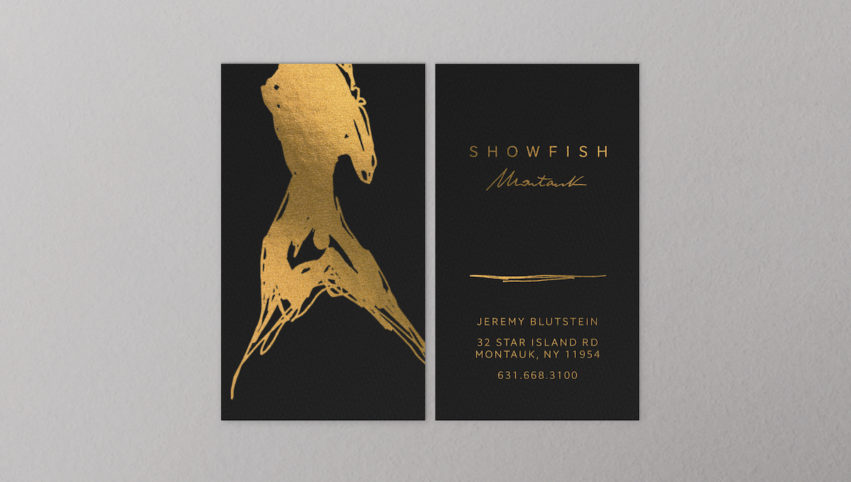 Showfish kraft paper to-go bag with rope handle and logo, part of restaurant brand packaging designed by The Charles Group