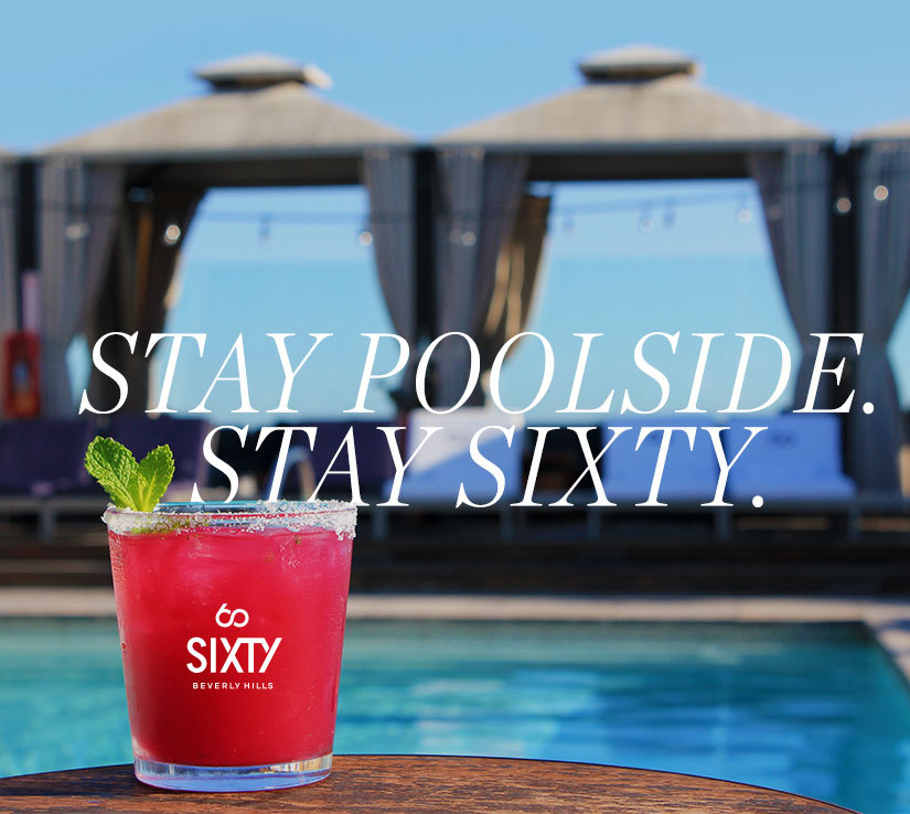 SIXTY Beverly Hills poolside campaign social content produced by The Charles Group